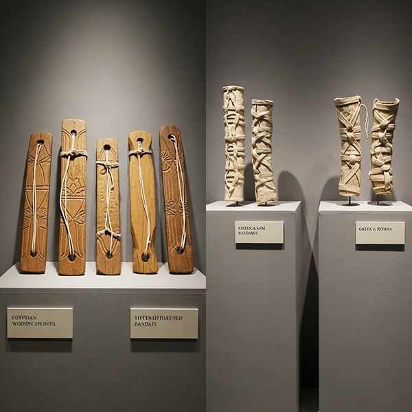 نمونه‌های آتل و پانسمان سفت‌کننده در تمدن‌های باستانی مصر، یونان و روم