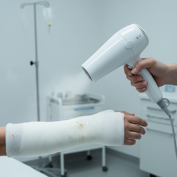 خشک‌کردن ایمن گچ فایبرگلاس با جریان هوای خنک پس از تماس اتفاقی با آب