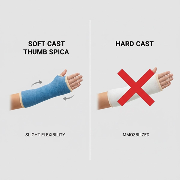 مقایسه اسپیکای سافت‌کست با گچ سخت در بی‌حرکت‌سازی شست