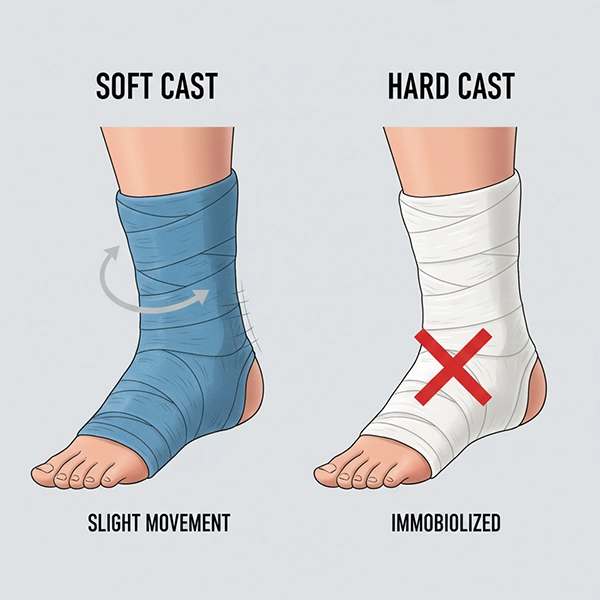 مقایسه سافت‌کست با گچ سخت در حمایت از مچ پا